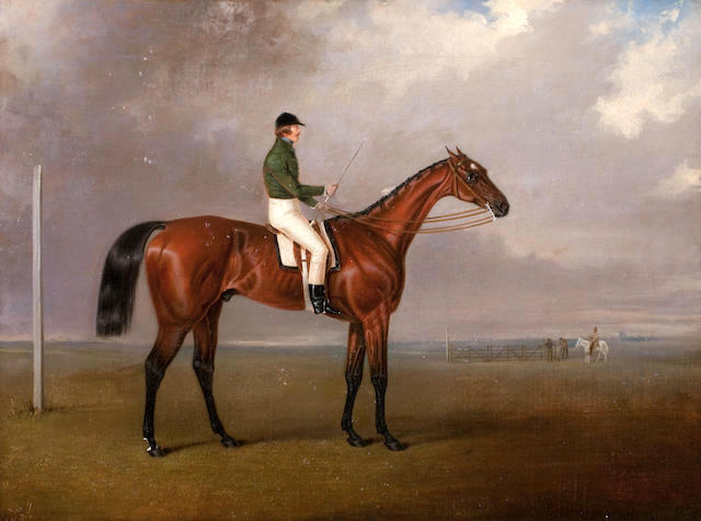 Lord William Hill, Captain Royal Scots Greys' (1816-1844) riding a racehorse, wearing racing colours