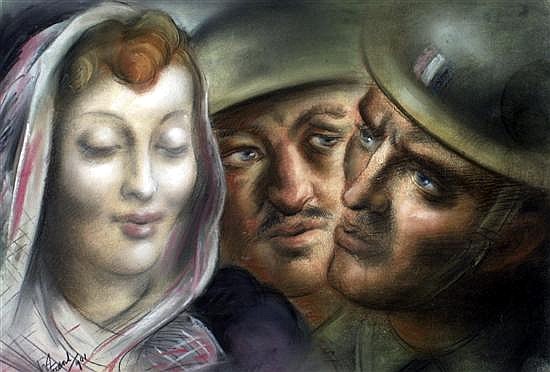Woman and Soldiers