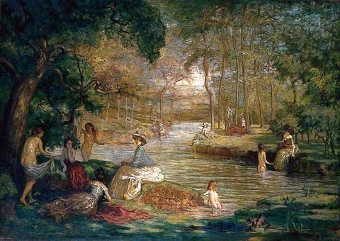 Women Bathers by a River