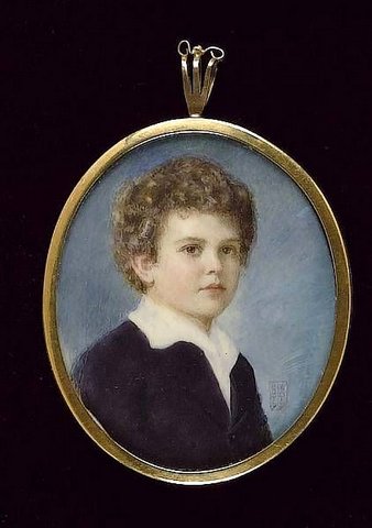 A Young Boy, Wearing Royal Blue Coat And White Chemise