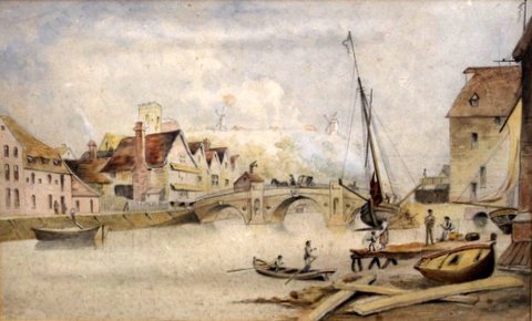Stoke Hills & Bridge, viewed from St Peter's Dock, 1800