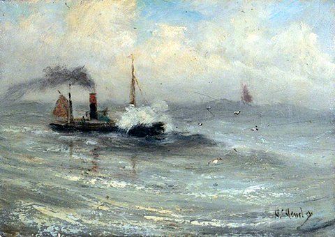 Steamship in Stormy Seas