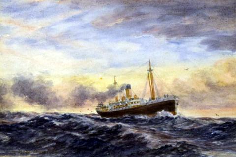 Steamship in Heavy Swell