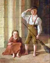 Two Children at a Door Step